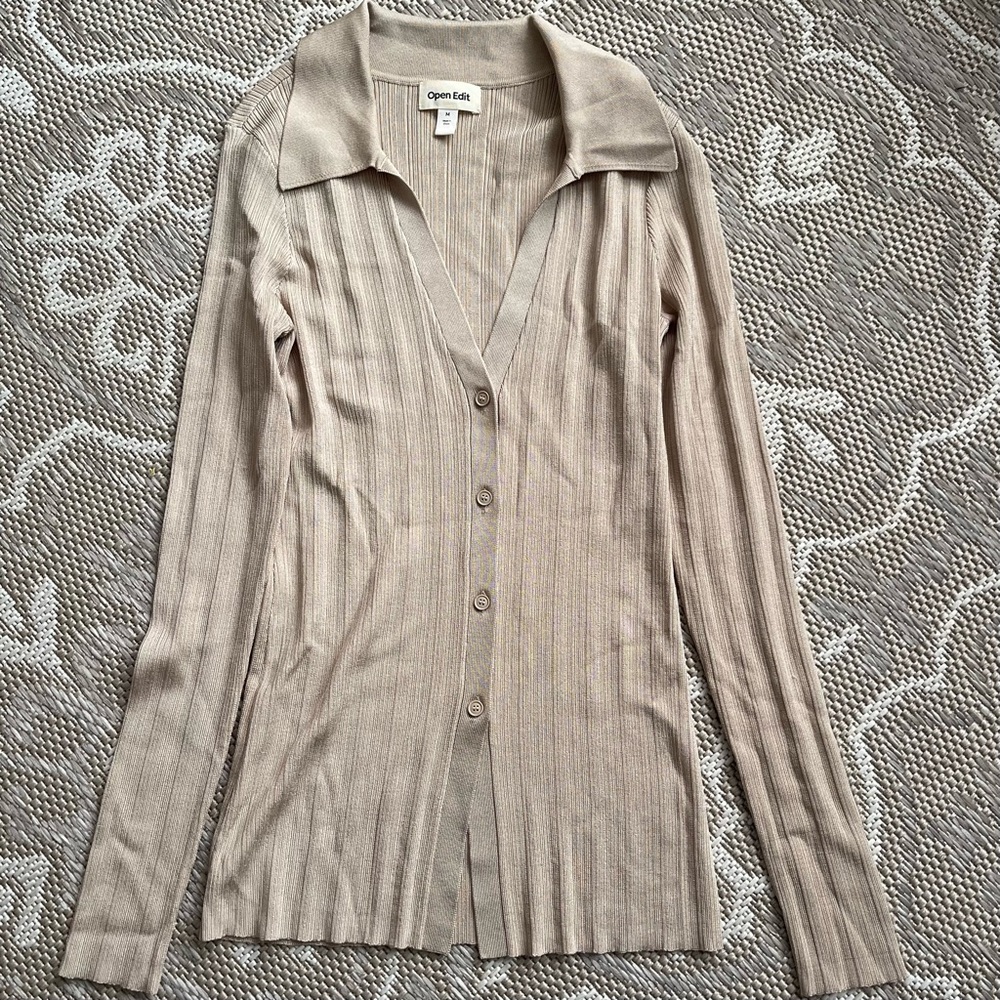 Open Edit Johnny Collard Ribbed Cardigan🥯 - Picture 2 of 11